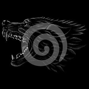 The Vector logo dog  or wolf for tattoo or T-shirt design or outwear.  Cute print style dog  or wolf  background.