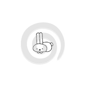 Vector logo element, a little white rabbit. Magic and fairy tales. Hand drawn isolated icon.