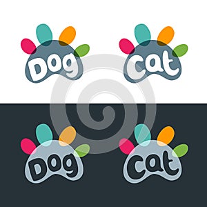 Vector logo, emblem, label design elements for pet shop, zoo shop, pets care and goods for animals.