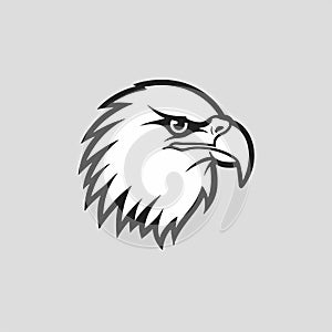 Minimalistic Eagle Head Illustration On Gray Background