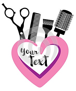 Vector logo for hair salon with scissors and comb