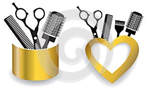 Vector logo for hair salon with scissors and comb