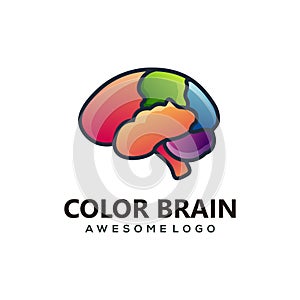 Vector logo illustration brain gradient colorful style