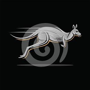 Vector logo illustration jumping kangoroo