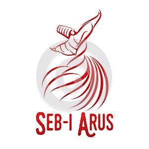 Vector logo illustration. Turkish, Sufi and Dervish Dance. Seb i Arus