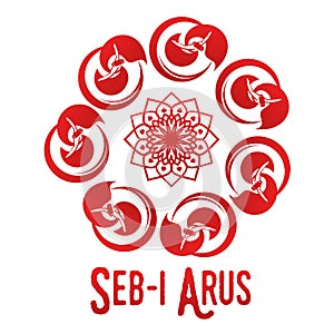 Vector logo illustration. Turkish, Sufi and Dervish Dance. Seb i Arus