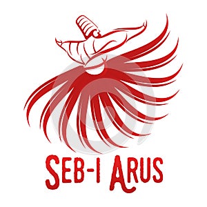 Vector logo illustration. Turkish, Sufi and Dervish Dance. Seb i Arus