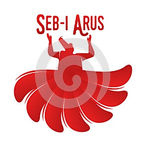 Vector logo illustration. Turkish, Sufi and Dervish Dance. Seb i Arus