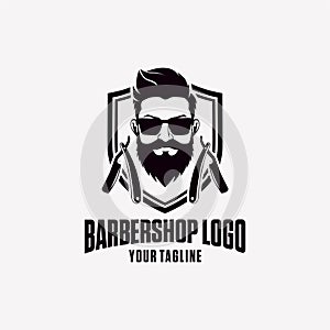 Vector logo illustration vintage barbershop