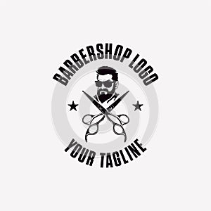 Vector logo illustration vintage barbershop