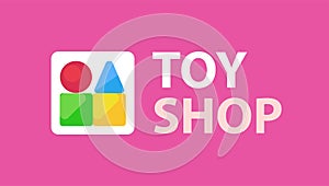 Vector Logo for Kids Toy Stop with caption on favorite baby pink color.