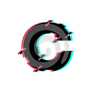 Vector Logo Letter C Glitch Distortion Diagonal