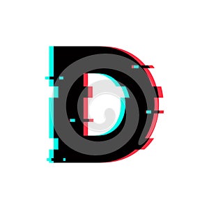 Vector Logo Letter D Glitch Distortion
