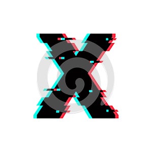 Vector Logo Letter X Glitch Distortion