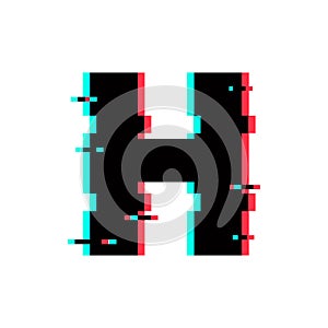 Vector Logo Letter H Glitch Distortion