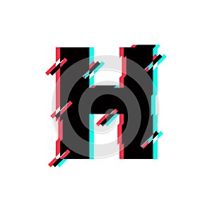 Vector Logo Letter H Glitch Distortion Diagonal