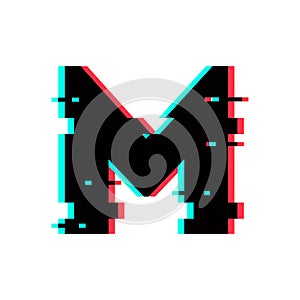 Vector Logo Letter M Glitch Distortion