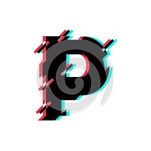 Vector Logo Letter P Glitch Distortion Diagonal