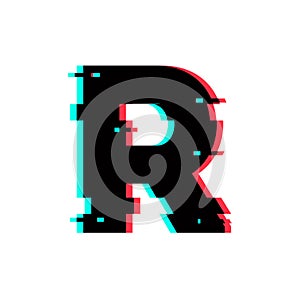 Vector Logo Letter R Glitch Distortion