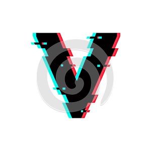 Vector Logo Letter V Glitch Distortion