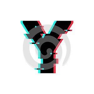 Vector Logo Letter Y Glitch Distortion