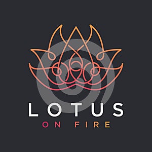 Vector logo of line art lotus plants