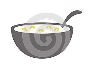 Vector logo noodles in a gray cup on a white background