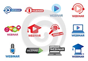 Vector logo for online webinar, web conference