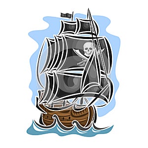 Vector logo pirate sailing ship