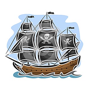 Vector logo pirate sailing ship