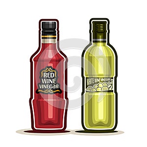 Vector logo Red and White Wine Vinegar Bottles