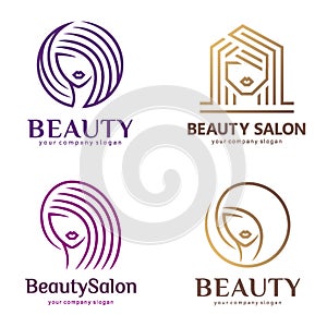 Vector logo set for beauty salon, hair salon, cosmetic