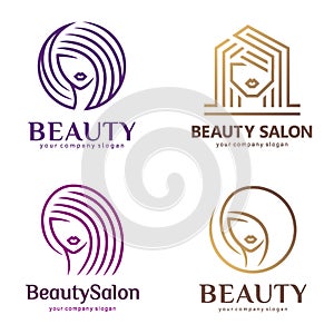 Vector logo set for beauty salon, hair salon, cosmetic photo