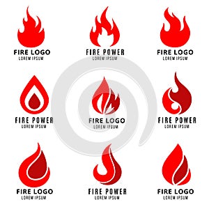 Vector logo set with fire symbols