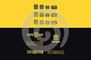 Vector logo set with hamburger