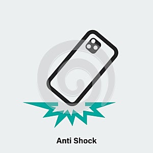 Vector logo of smartphone falling on floor and text against gray background