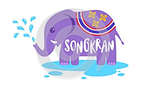 Vector logo for Songkran festival in Thailand with elephant