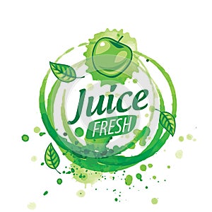 Vector logo splashes of green Apple juice on white background