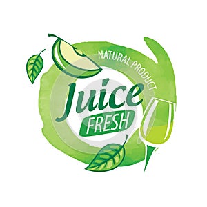 Vector logo splashes of green Apple juice on white background