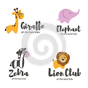 Vector logo template. Baby animals.