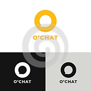 Vector Logo Template. Chat and Letter O  Black and White Logo