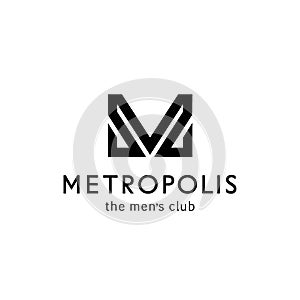 Vector logo template for men`s club. M letter. Men sign