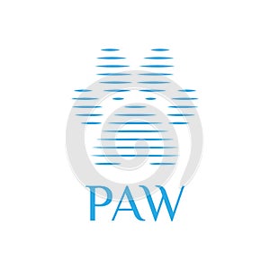 Vector logo template of pet shop or veterinary clinic with dogs paws