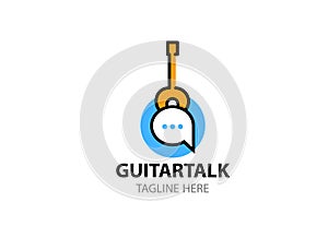 Vector logo template for Social network about guitar music in EPS 10