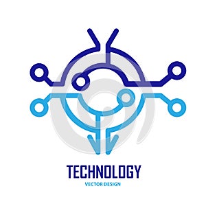 Vector logo. Template for the technology`s corporate identity. Abstract chip sign, Internet technology or progress development