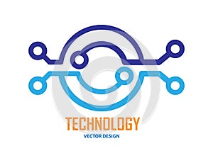 Vector logo. Template for the technology`s corporate identity. Abstract chip sign, Internet technology or progress development