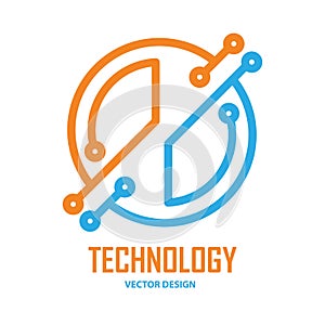 Vector logo. Template for the technology`s corporate identity. Abstract chip sign, Internet technology or progress development