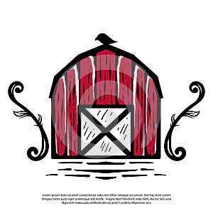 Vector logo of a vintage farm barn