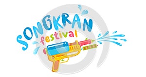 Vector logo with water gun for Songkran festival in Thailand