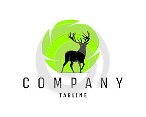 Vector logo in which an abstract image of a big deer isolated on a white background